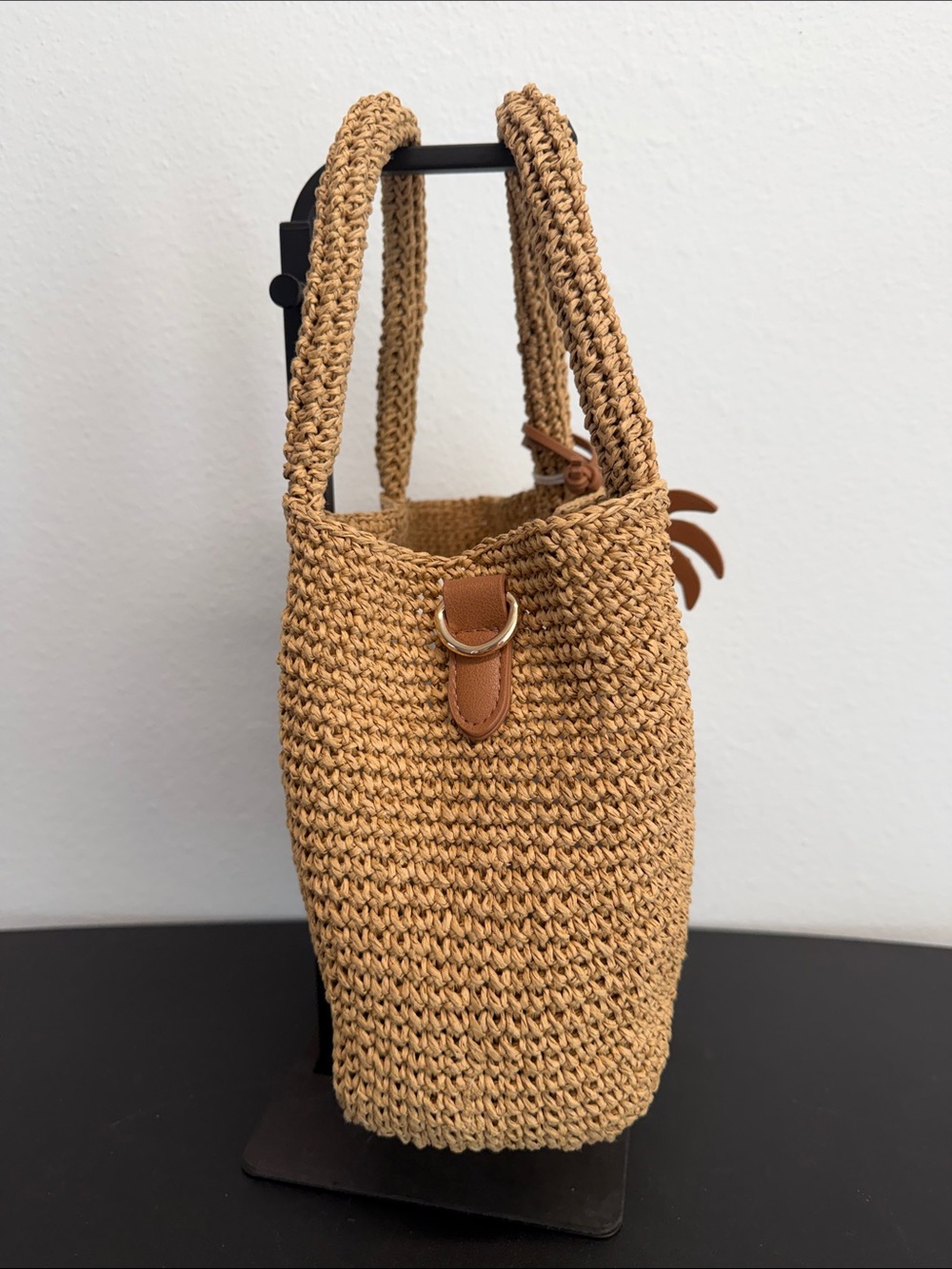 Haute Hippie | Woven Straw Mini Tote Palm Charm - Picture 9 of 12